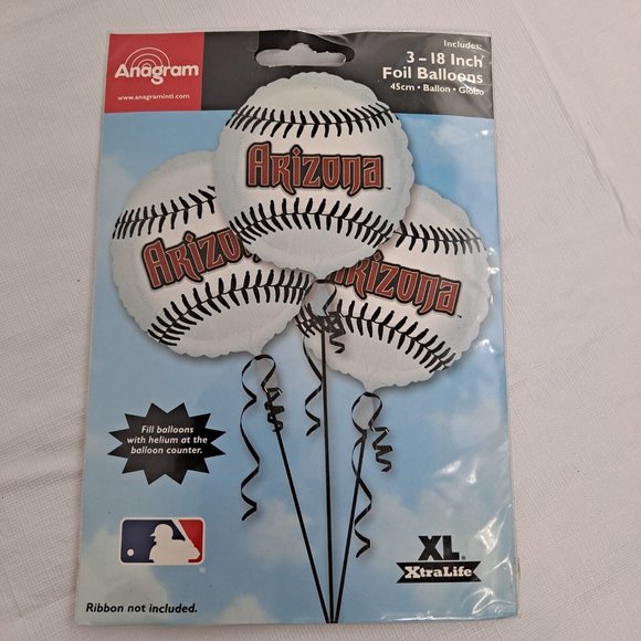 MLB Arizona Foil Balloons baseball Three Pack 18 In - Picture 1 of 7